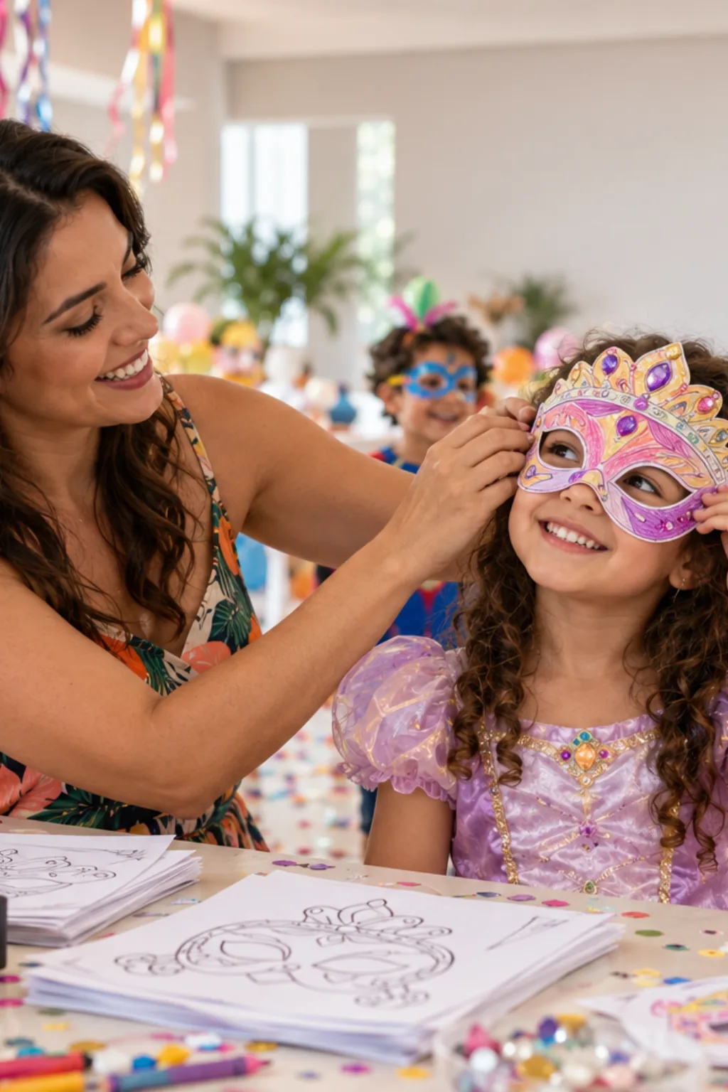 desenhos de máscaras de princesa para colorir — exemplo criado na Desenhos pra Colorir