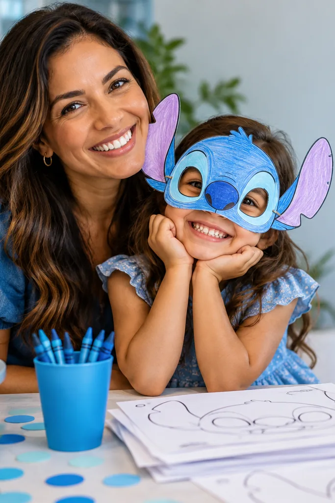 desenhos de máscaras do Stitch para colorir — exemplo criado na Desenhos pra Colorir