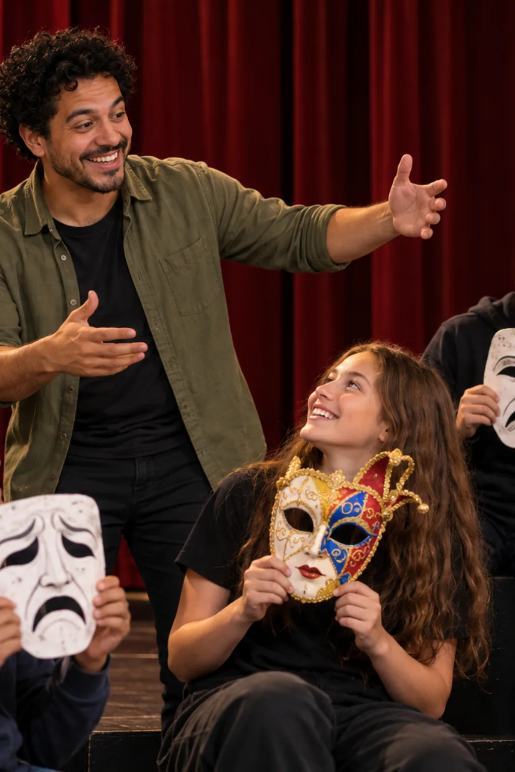 desenhos de máscaras de teatro para colorir — exemplo criado na Desenhos pra Colorir