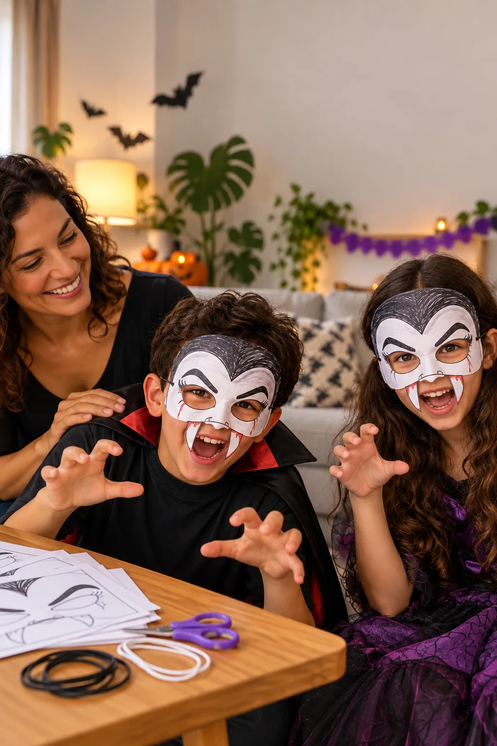 desenhos de máscaras de vampiro para colorir — exemplo criado na Desenhos pra Colorir