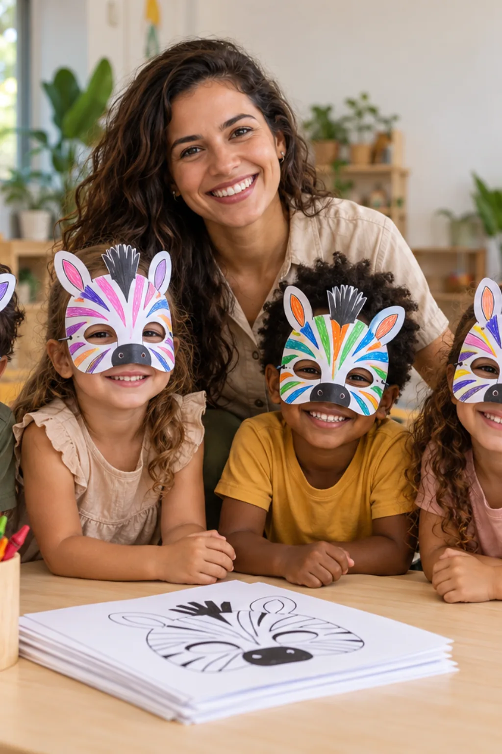 desenhos de máscaras de zebra para colorir — exemplo criado na Desenhos pra Colorir