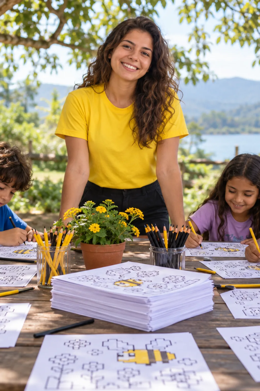 desenhos de abelha do Minecraft para colorir — exemplo criado na Desenhos pra Colorir