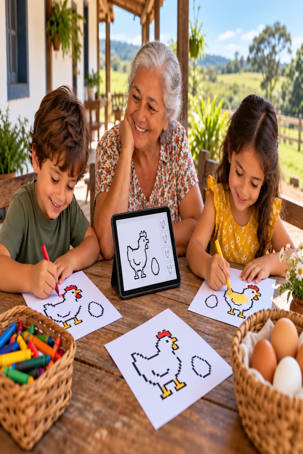 desenhos de galinha do Minecraft para colorir — exemplo criado na Desenhos pra Colorir