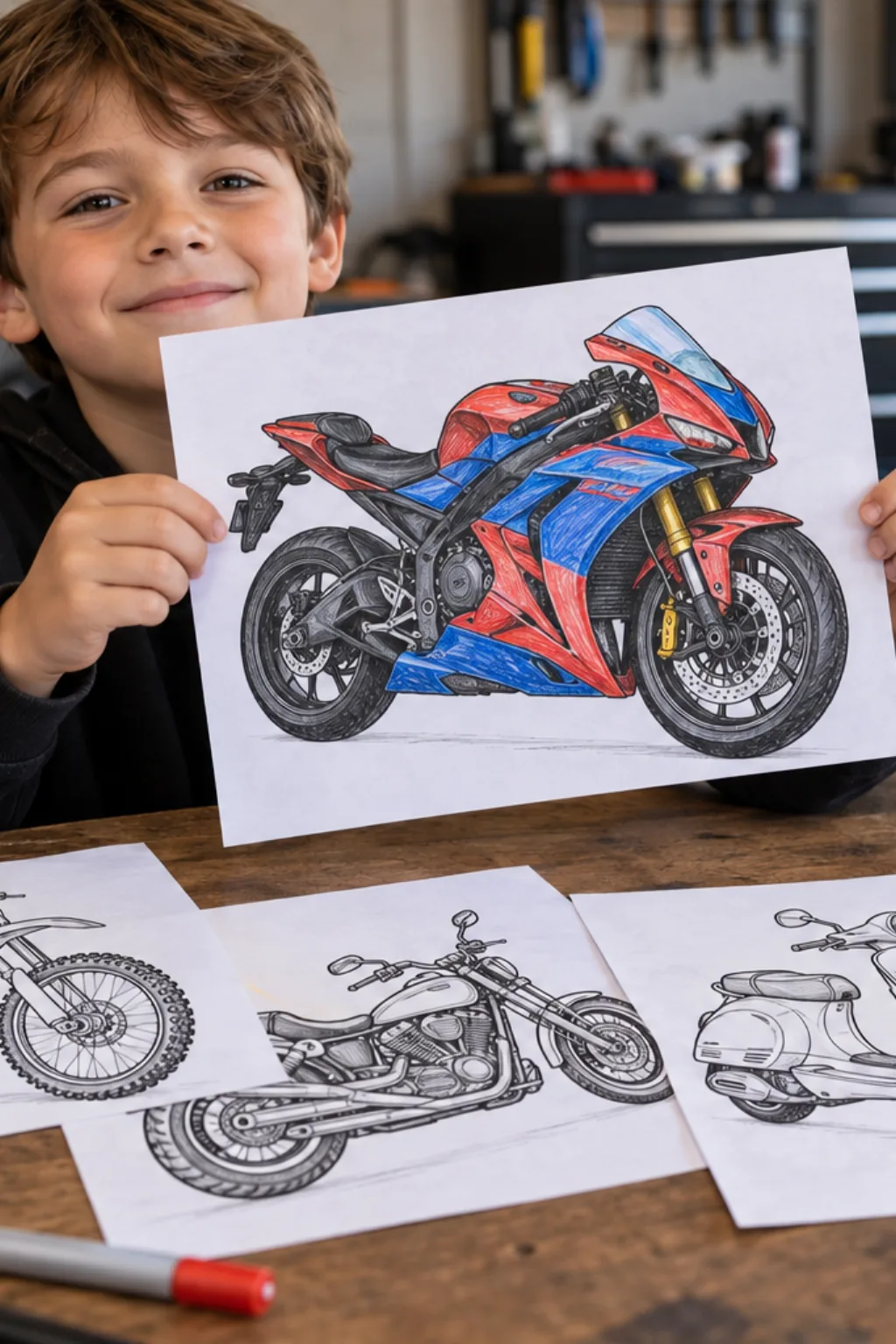 Desenhos de Motos para Colorir - Depois
