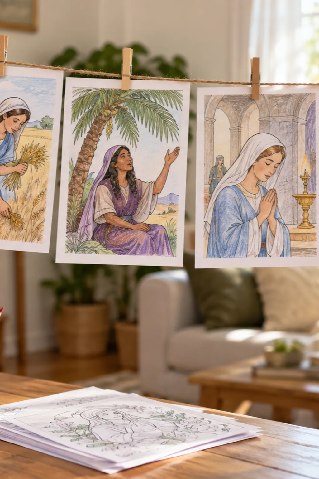 Desenhos de Mulheres da Bíblia para Colorir - Depois