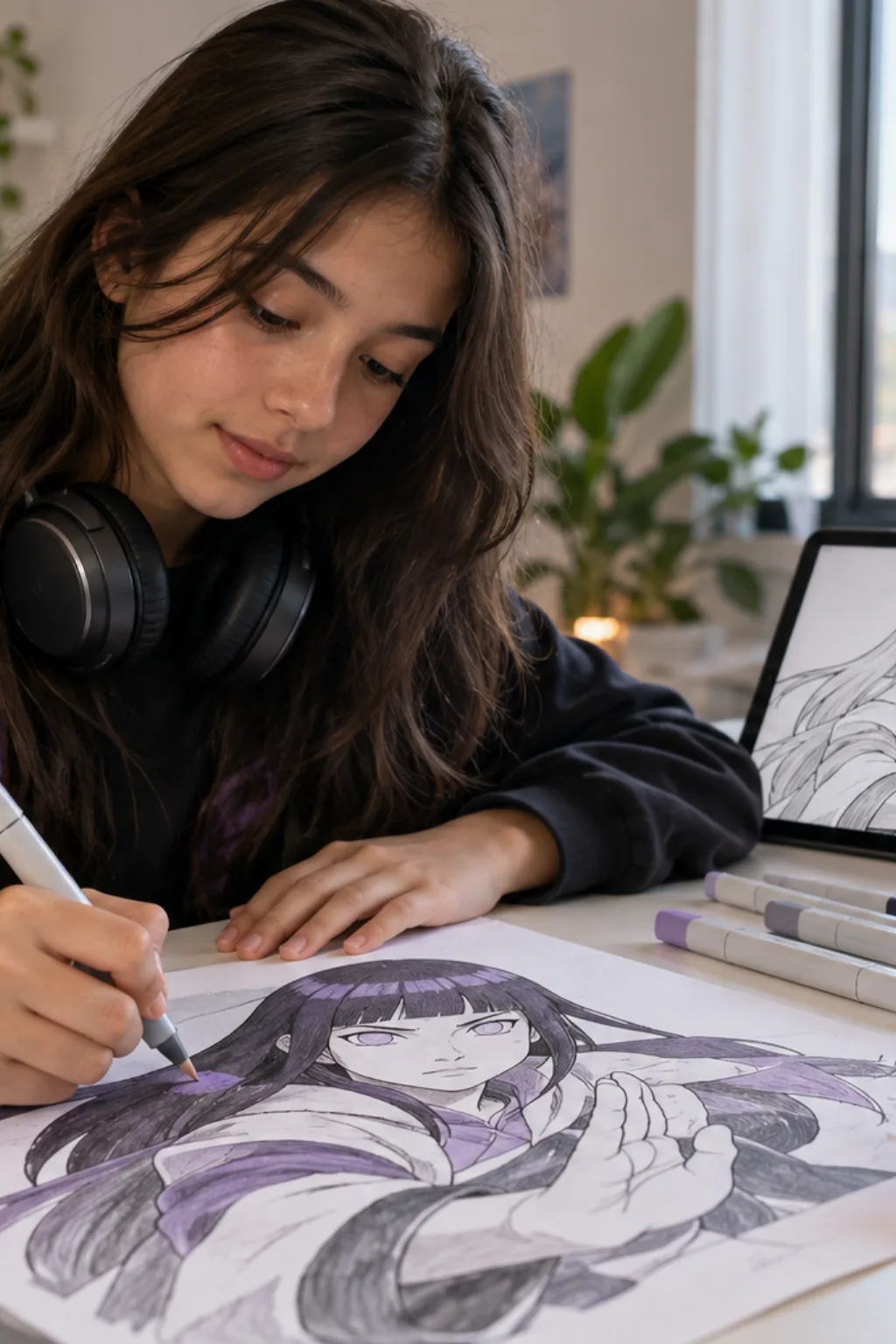 desenhos do Neji Hyuga para colorir — exemplo criado na Desenhos pra Colorir