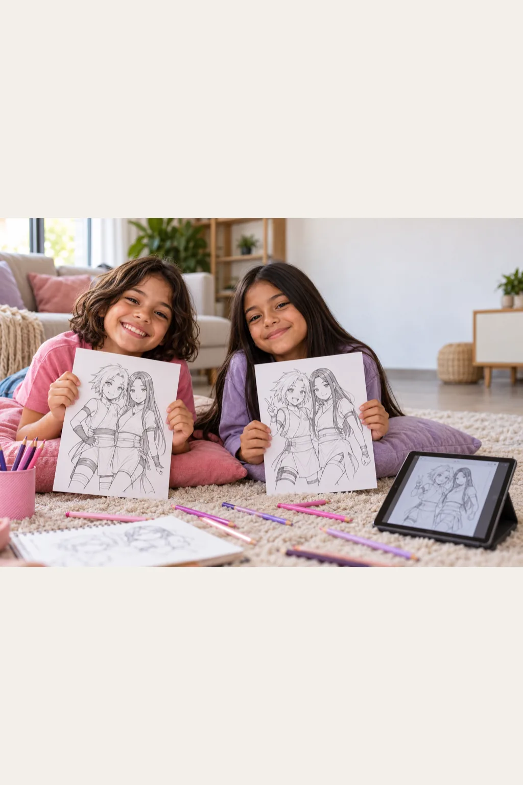 desenhos da Sakura e da Hinata para colorir — exemplo criado na Desenhos pra Colorir