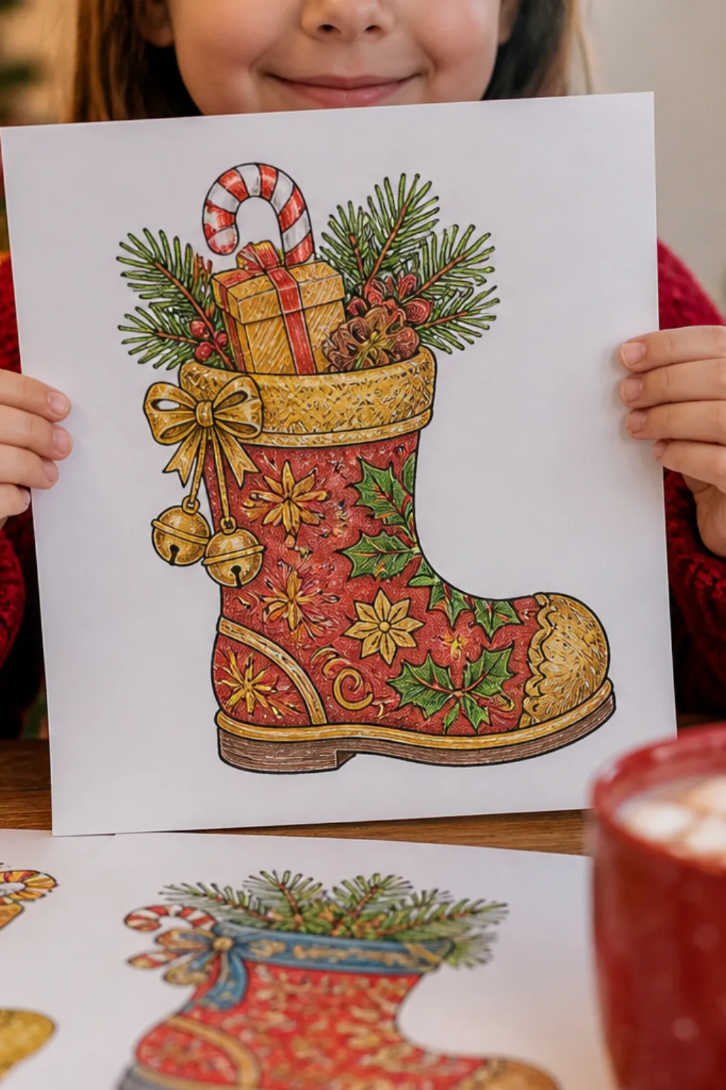 desenhos de bota de natal para colorir - 2