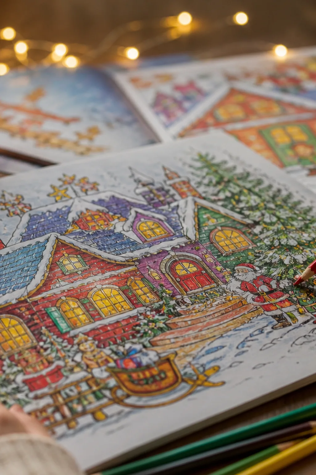 desenhos da casa do papai noel para colorir - 2