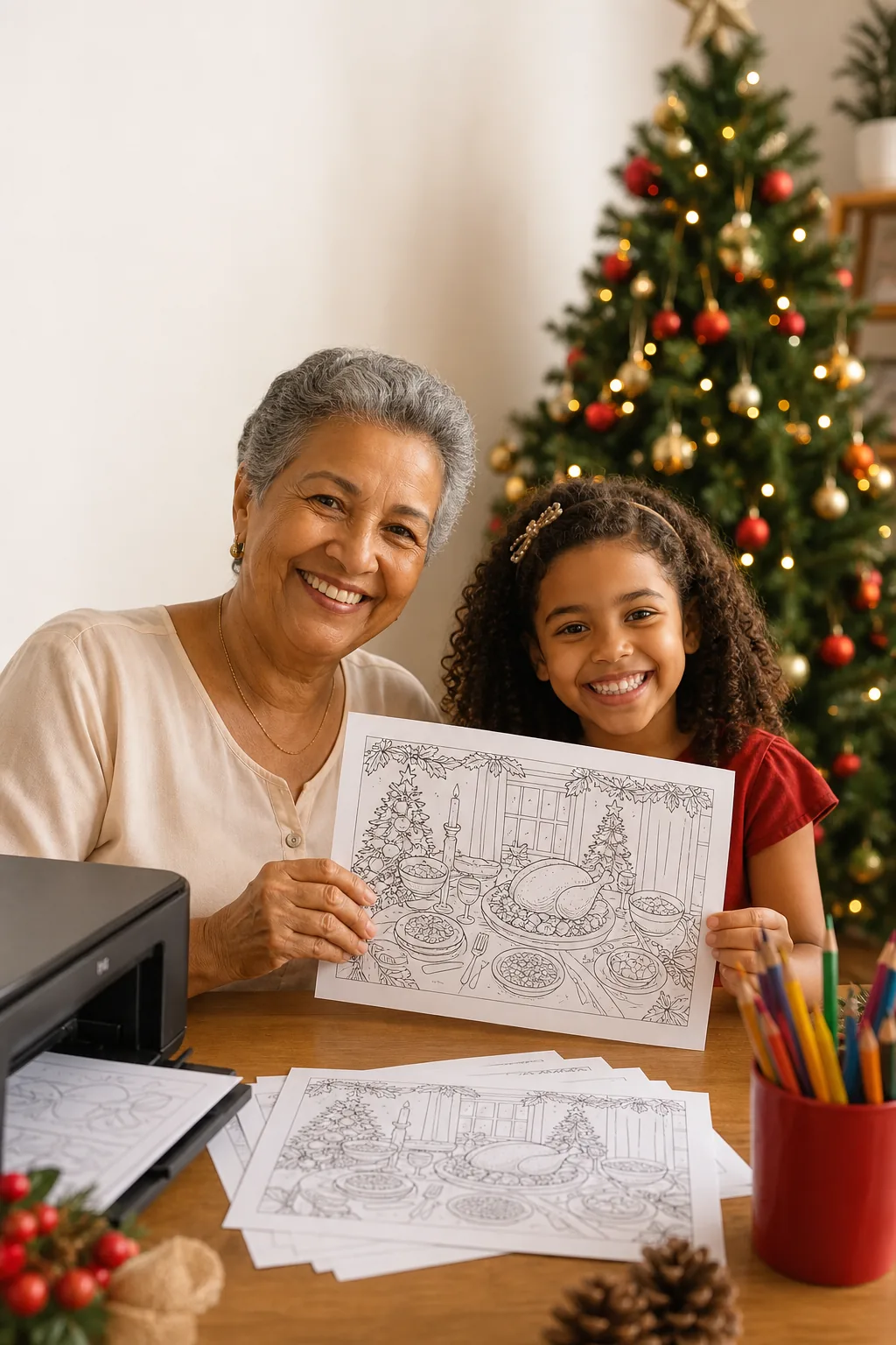 desenhos de ceia de natal para colorir - 1