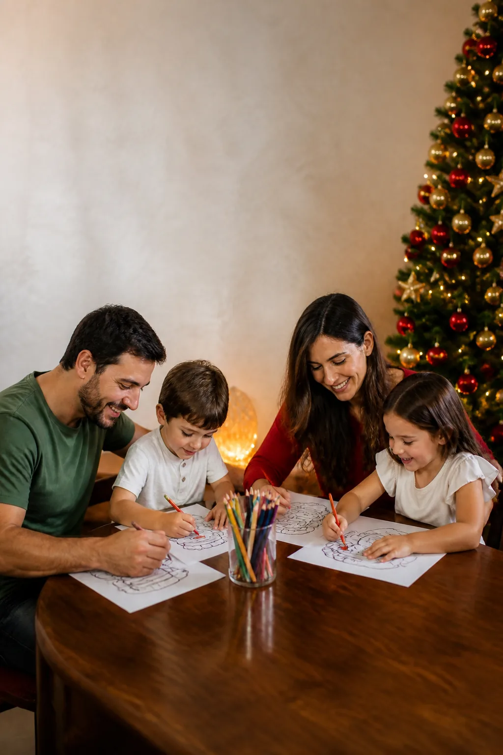 desenhos de natal em família para colorir - 1