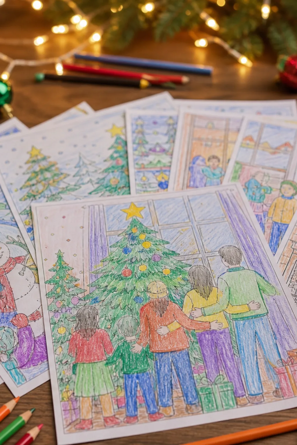 desenhos de natal em família para colorir - 2