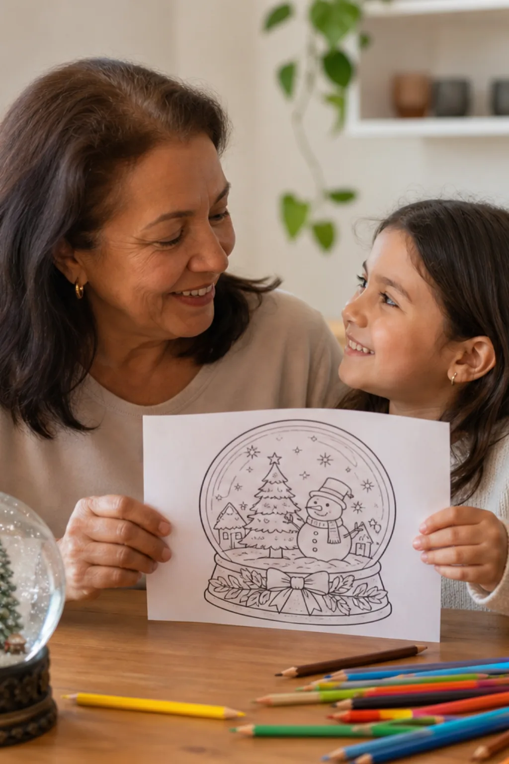 desenhos de globo de neve de natal para colorir - 1