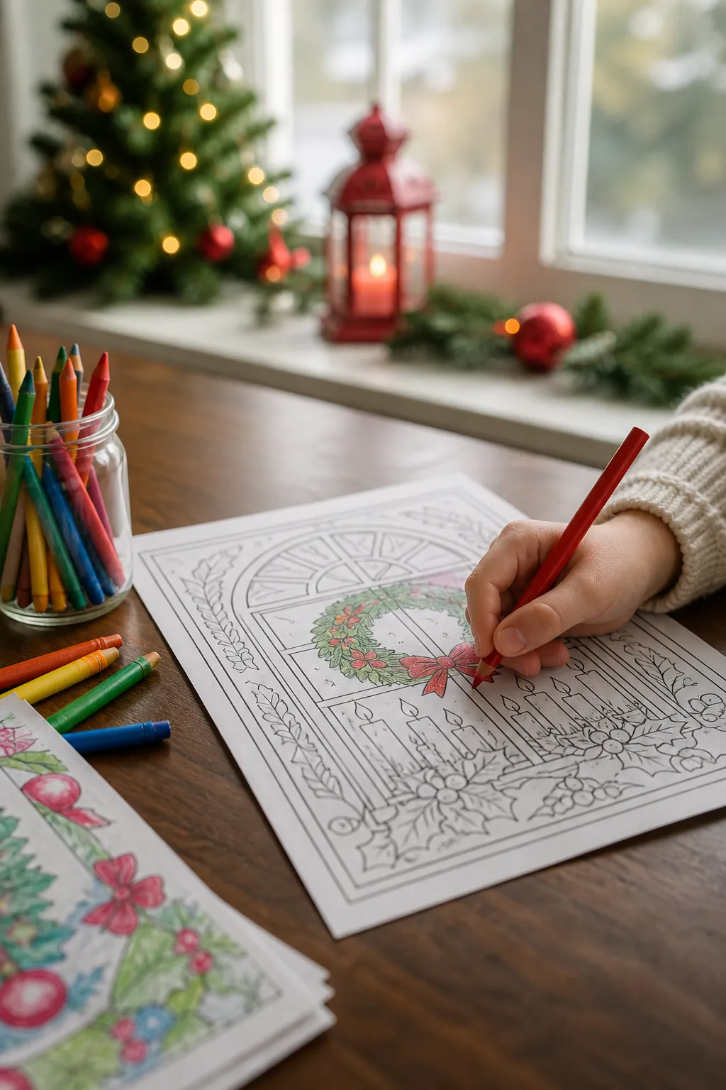 desenhos de janela de natal para colorir - 2