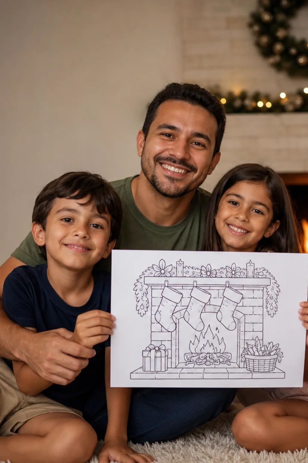 desenhos de lareira de natal para colorir - 1