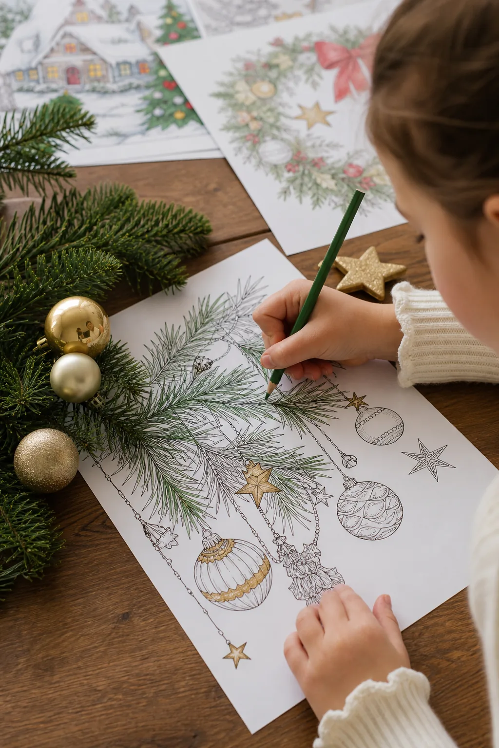 desenhos de ramo de natal para colorir - 2