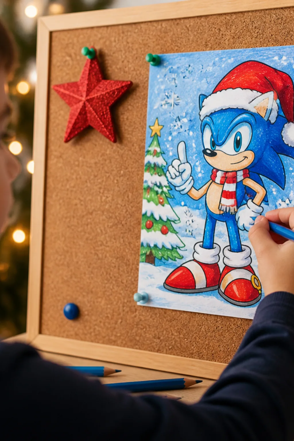 desenho do sonic de natal para colorir - 2