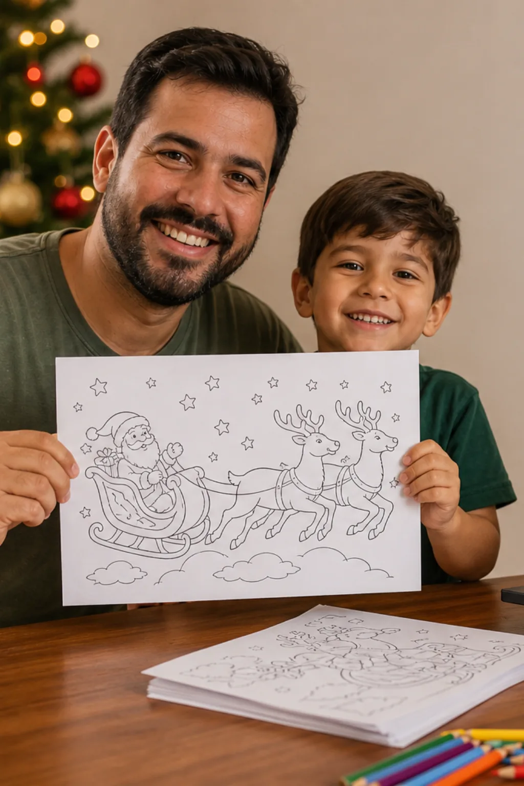 desenhos do trenó do papai noel para colorir - 1