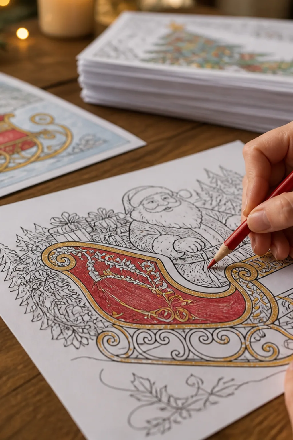 desenhos do trenó do papai noel para colorir - 2