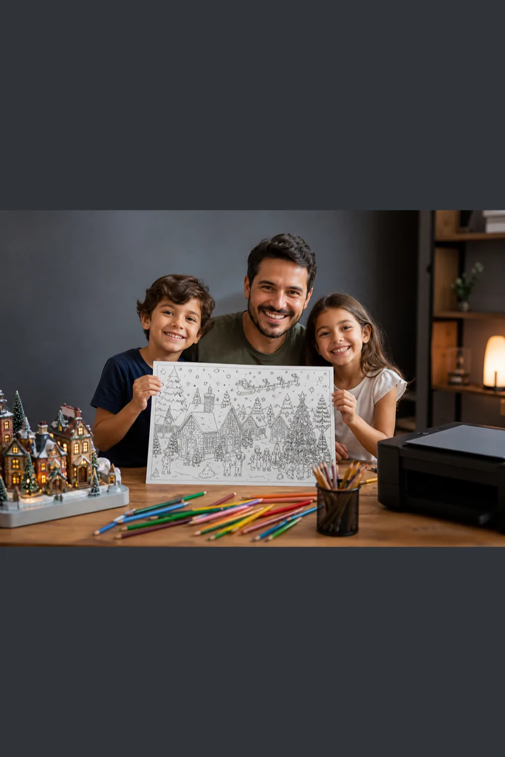 desenhos de vila de natal para colorir - 1
