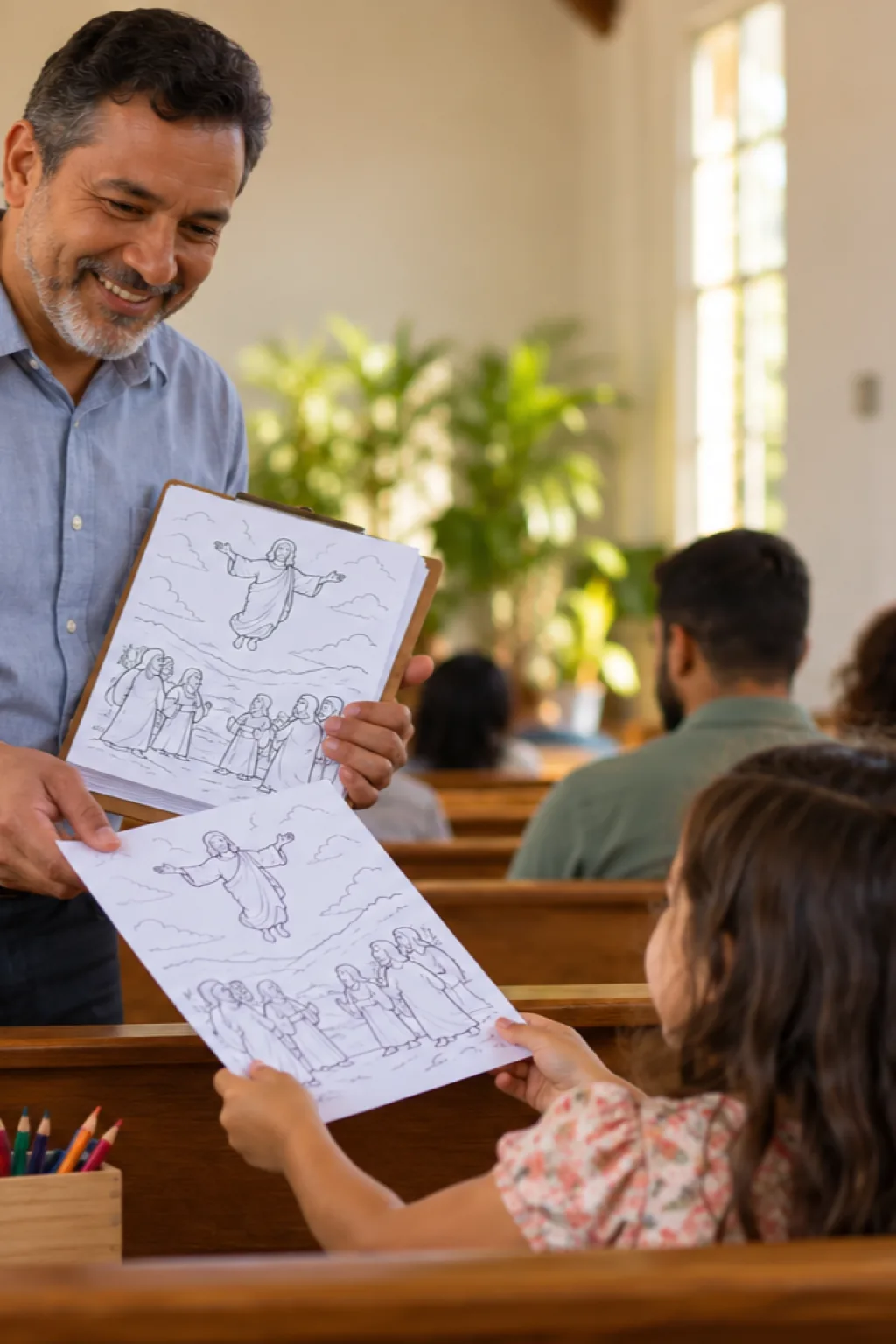 desenhos da Ascensão de Jesus para colorir — exemplo criado na Desenhos pra Colorir