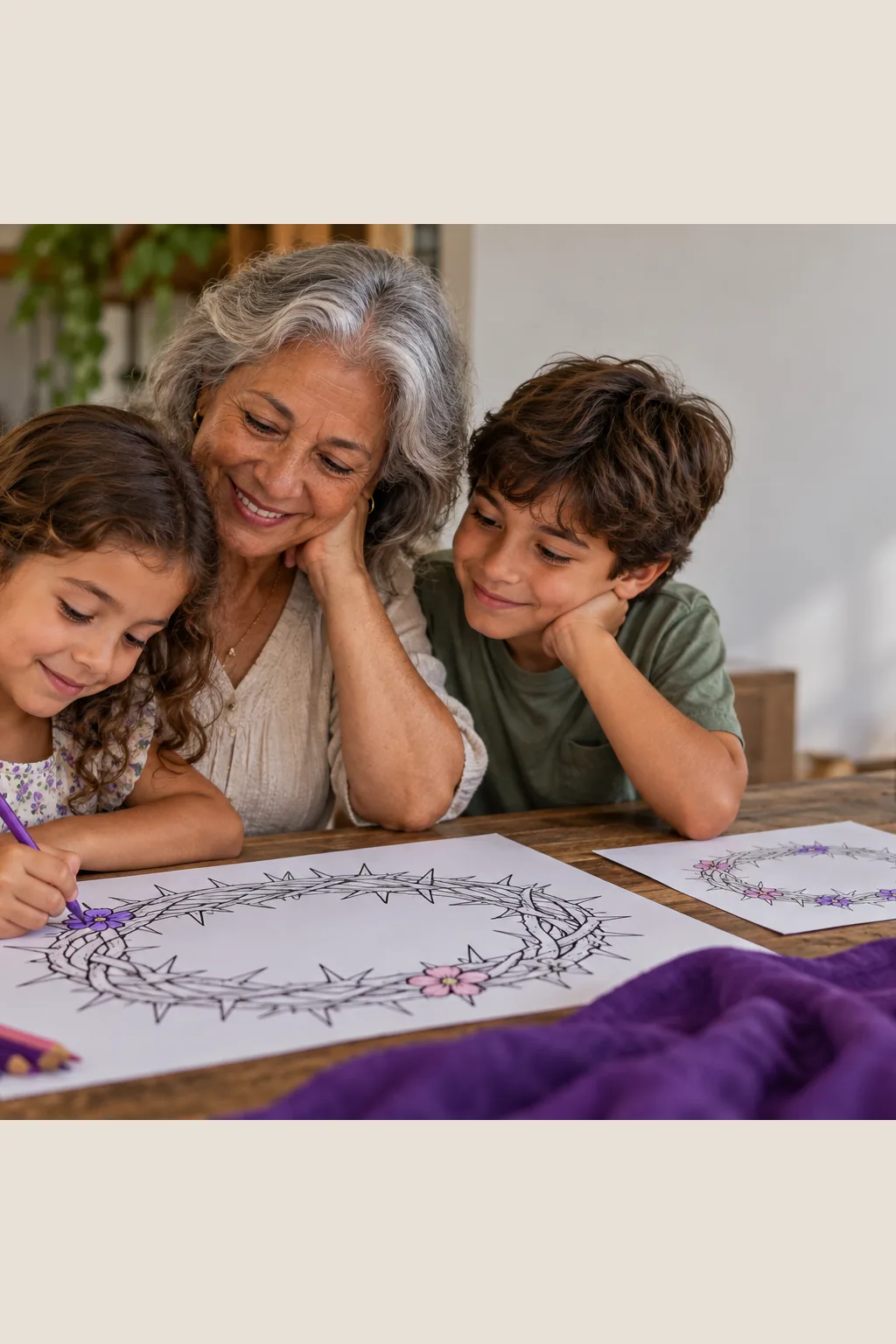desenhos da coroa de espinhos para colorir — exemplo criado na Desenhos pra Colorir