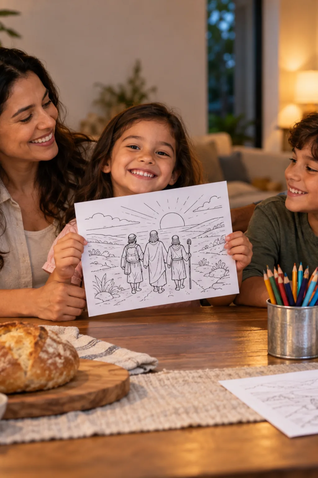 desenhos dos Discípulos de Emaús para colorir — exemplo criado na Desenhos pra Colorir