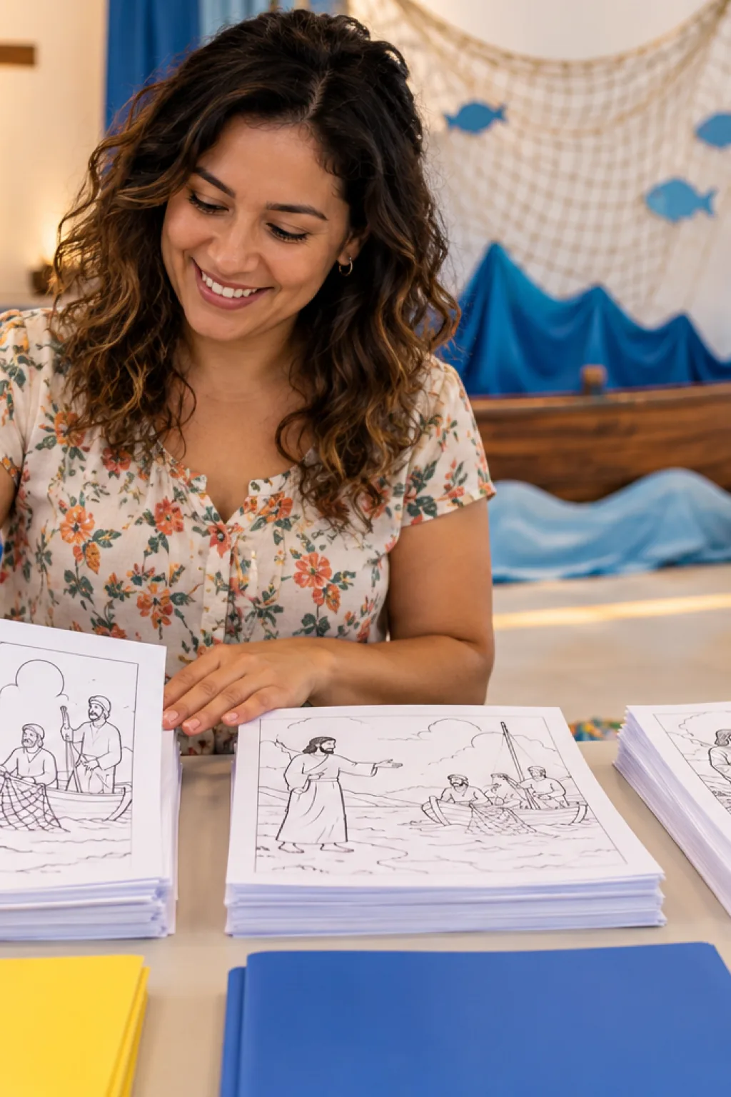 desenhos de Jesus chamando os Pescadores de Homens para colorir — exemplo criado na Desenhos pra Colorir