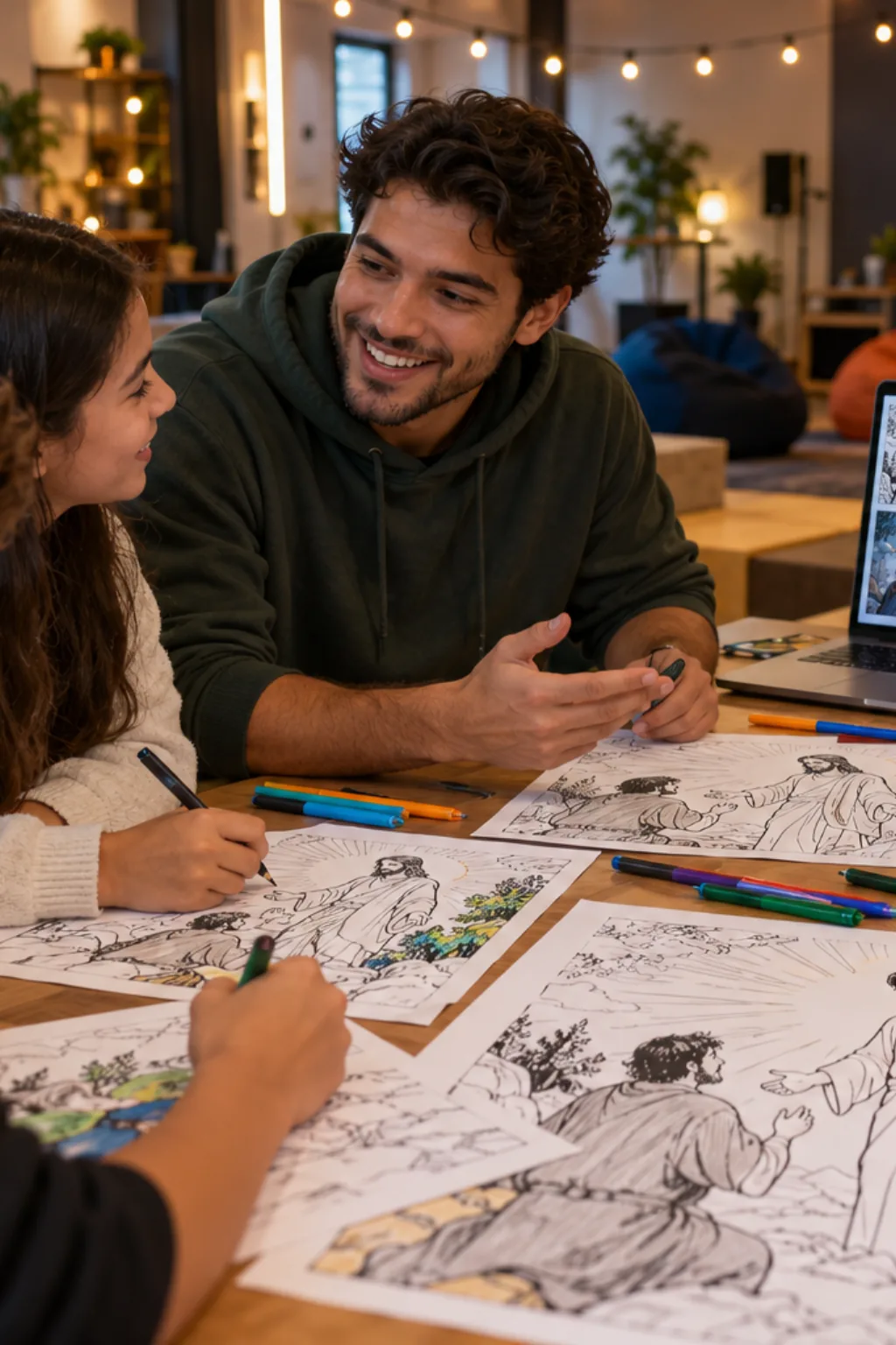 desenhos de Jesus e Tomé para colorir — exemplo criado na Desenhos pra Colorir
