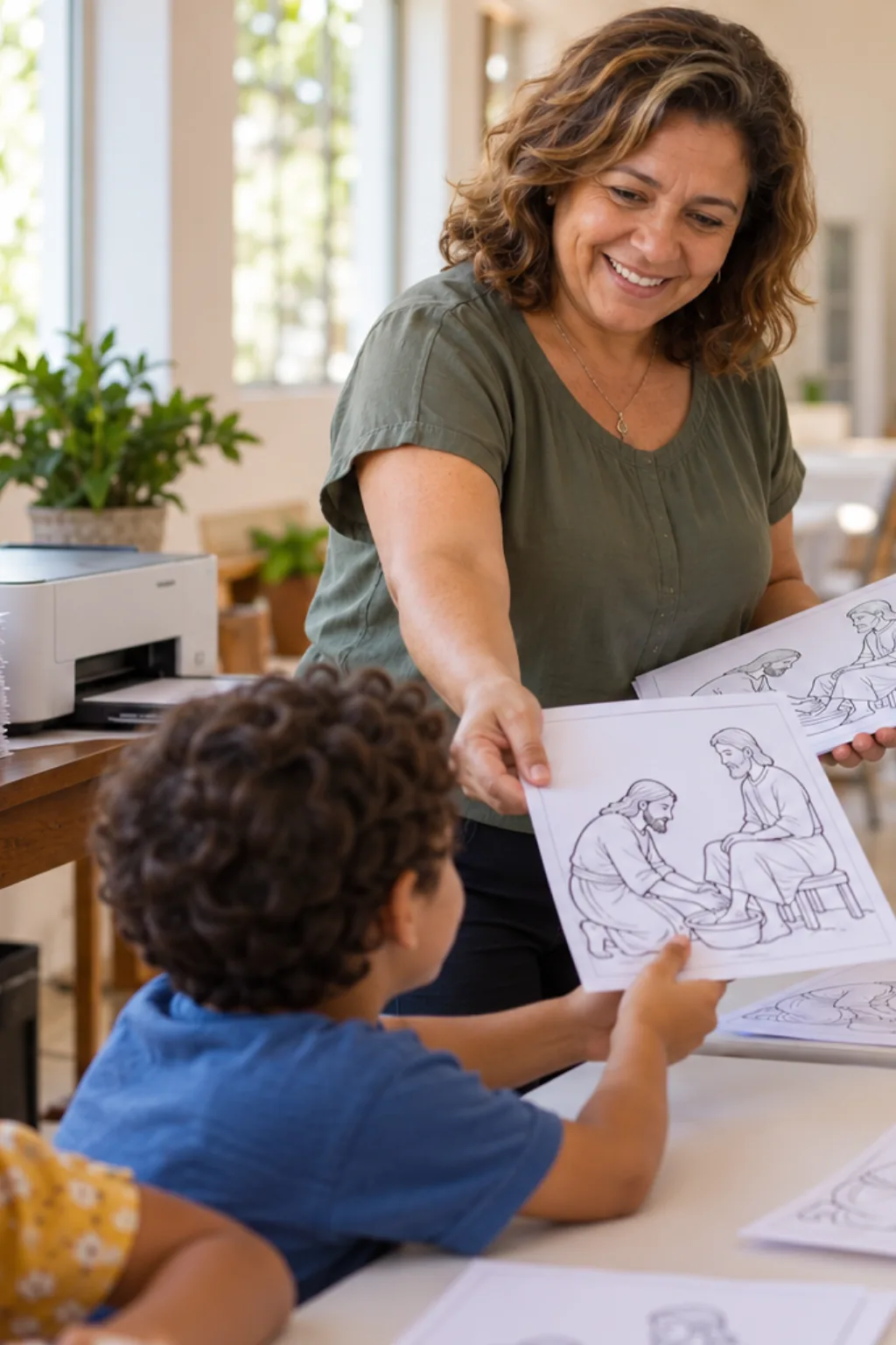 desenhos de jesus lavando os pés dos discípulos para colorir — exemplo criado na Desenhos pra Colorir