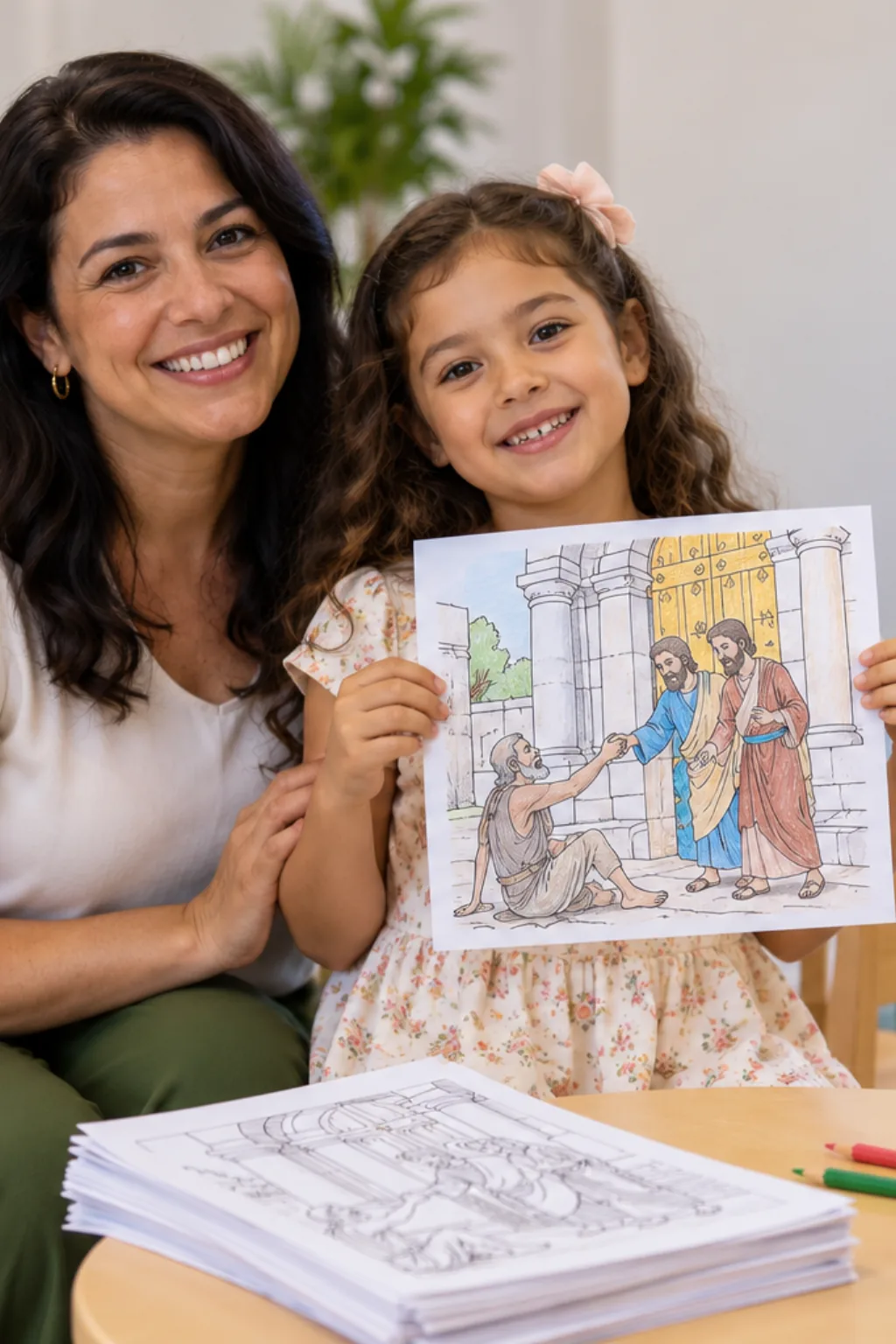 desenhos de Pedro e João na Porta Formosa para colorir — exemplo criado na Desenhos pra Colorir