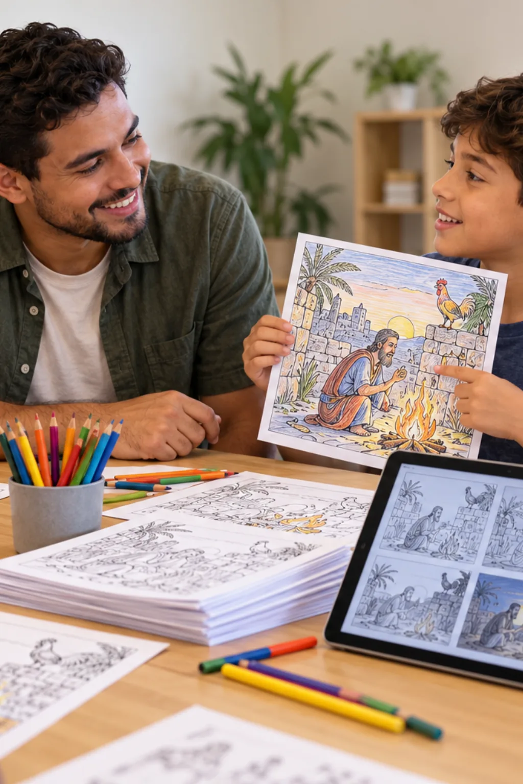 desenhos de Pedro negando Jesus para colorir — exemplo criado na Desenhos pra Colorir