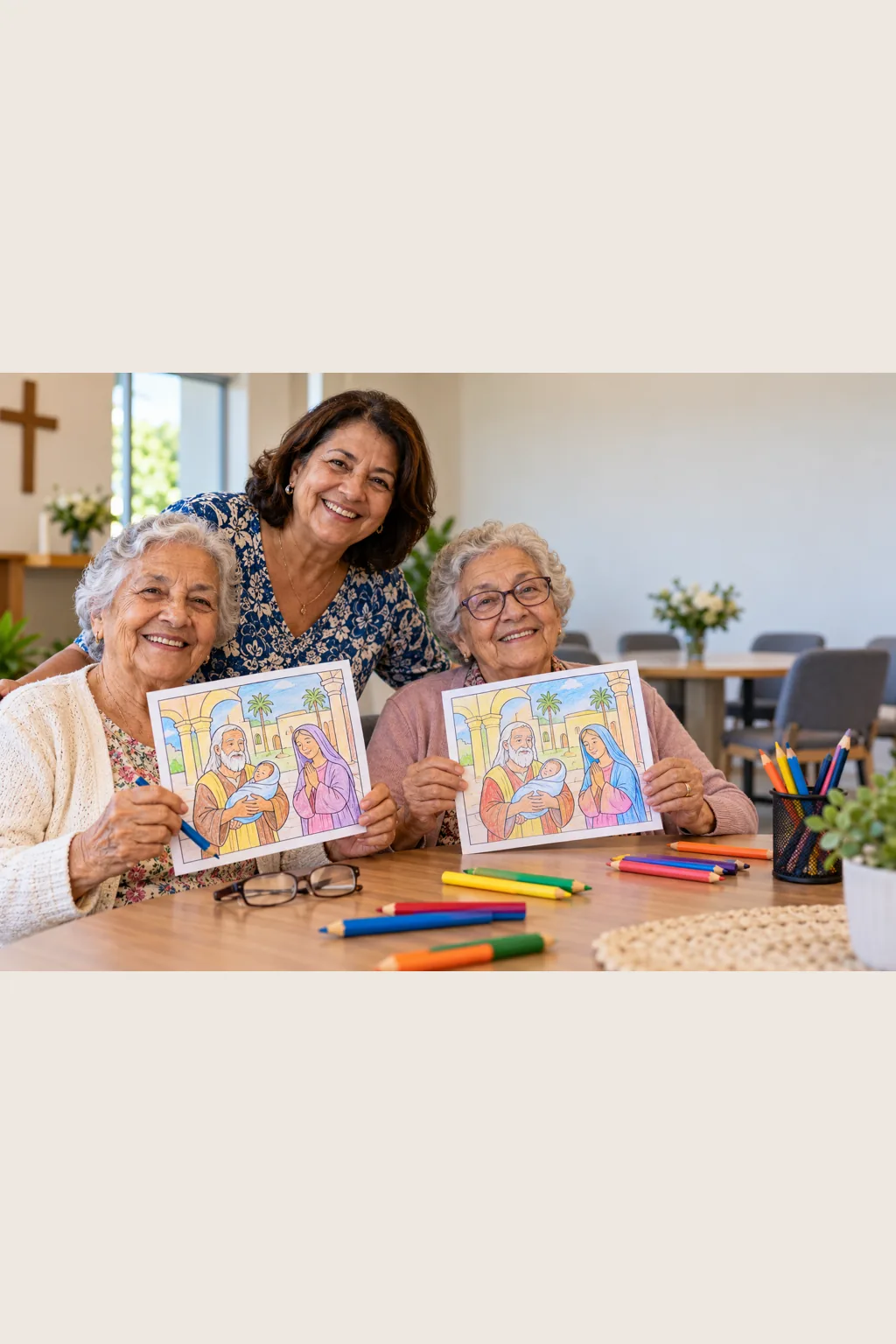 desenhos de Simeão e Ana para colorir — exemplo criado na Desenhos pra Colorir