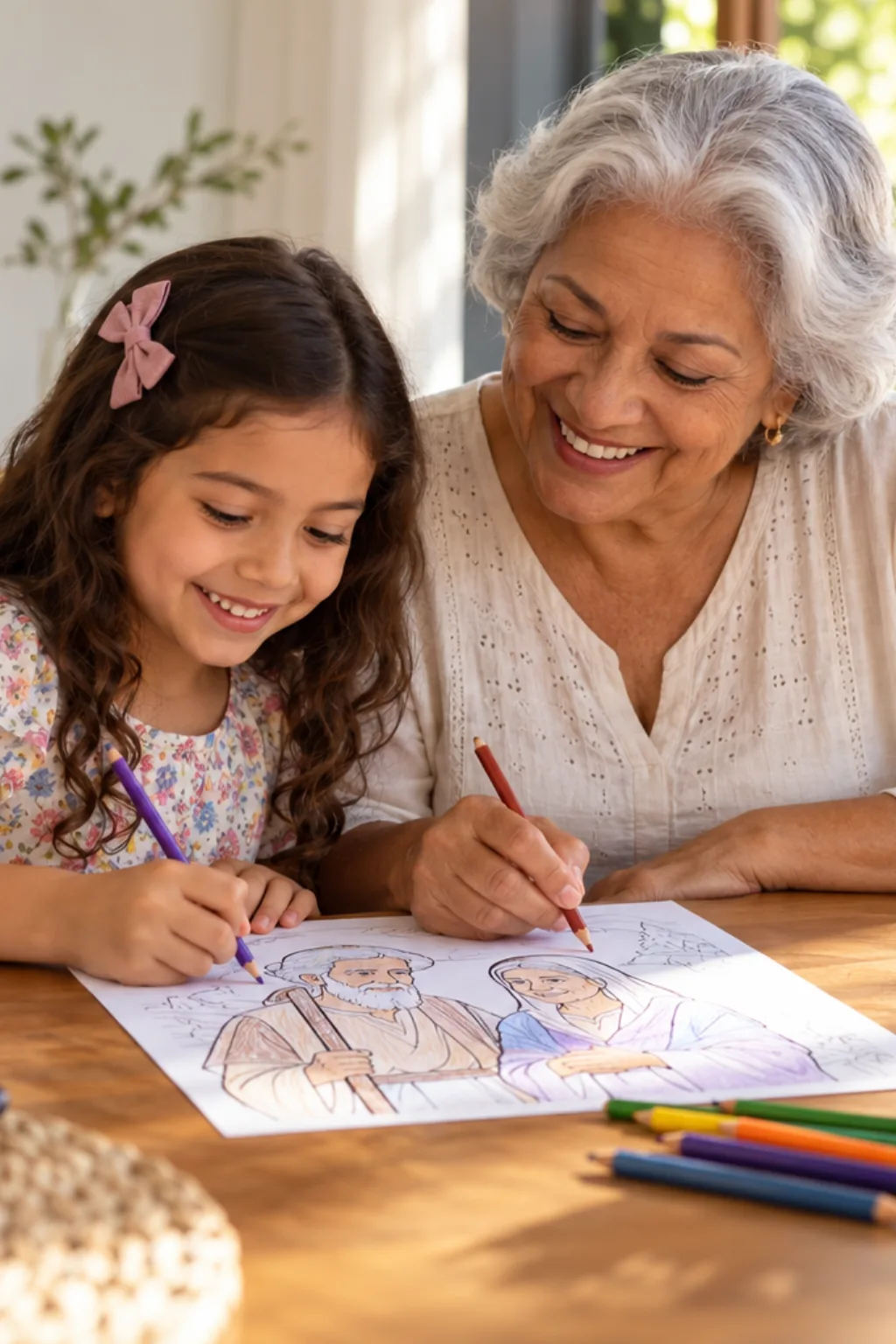 desenhos de Zacarias e Isabel para colorir — exemplo criado na Desenhos pra Colorir
