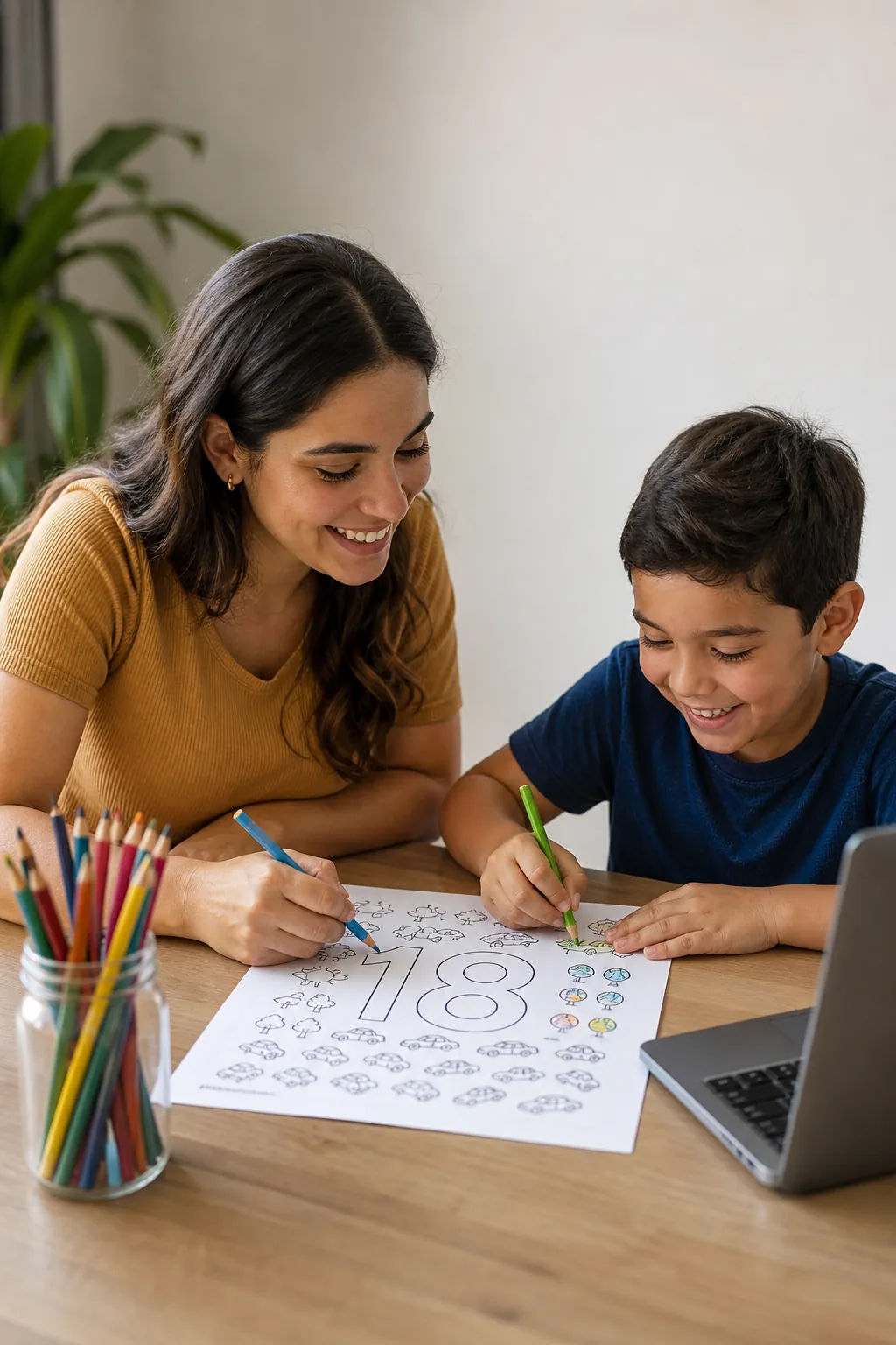 número 18 para colorir — exemplo criado na Desenhos pra Colorir