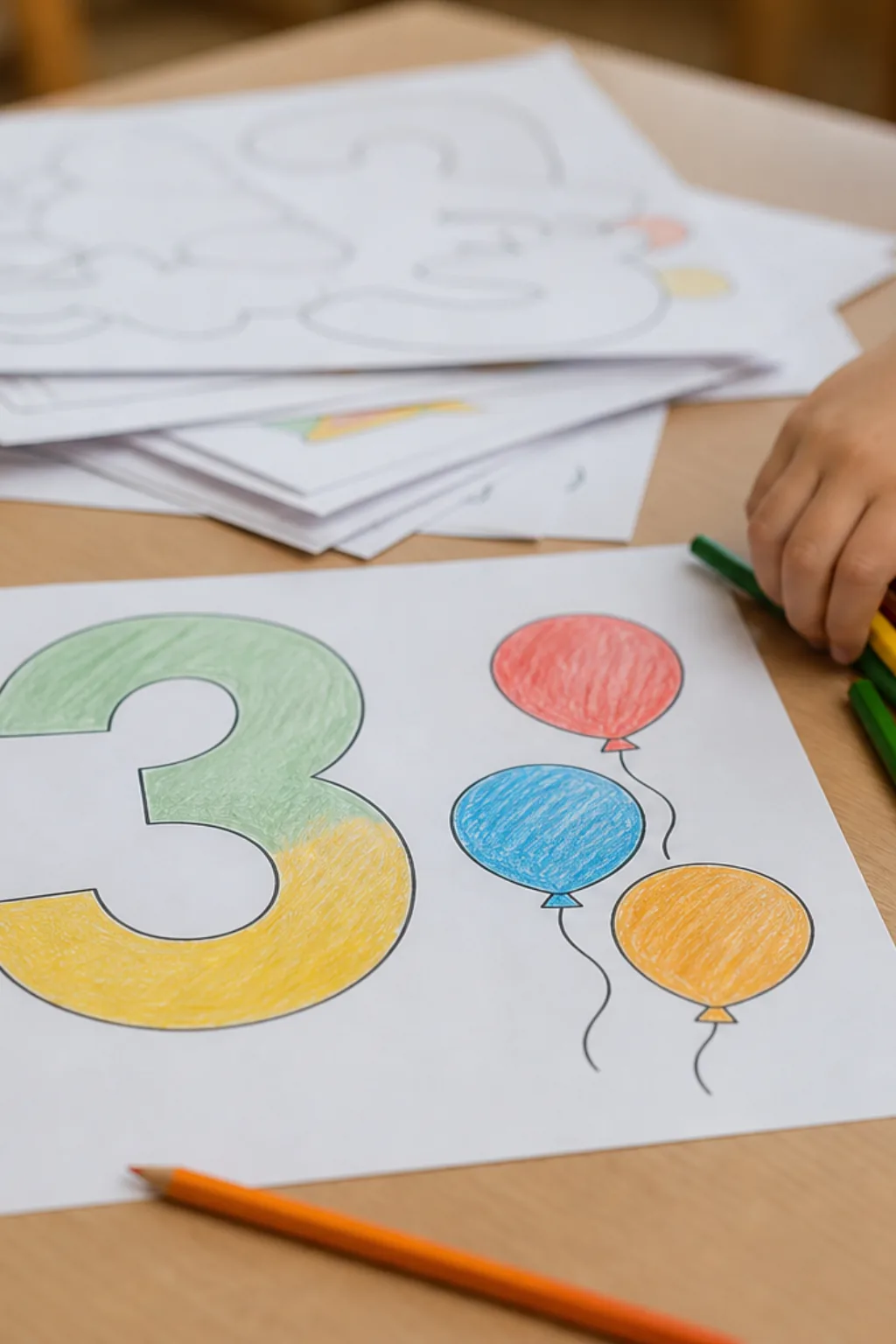 desenhos do número 3 para colorir - 2