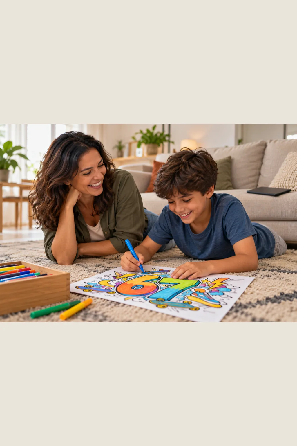 desenhos do número 67 para colorir — exemplo criado na Desenhos pra Colorir
