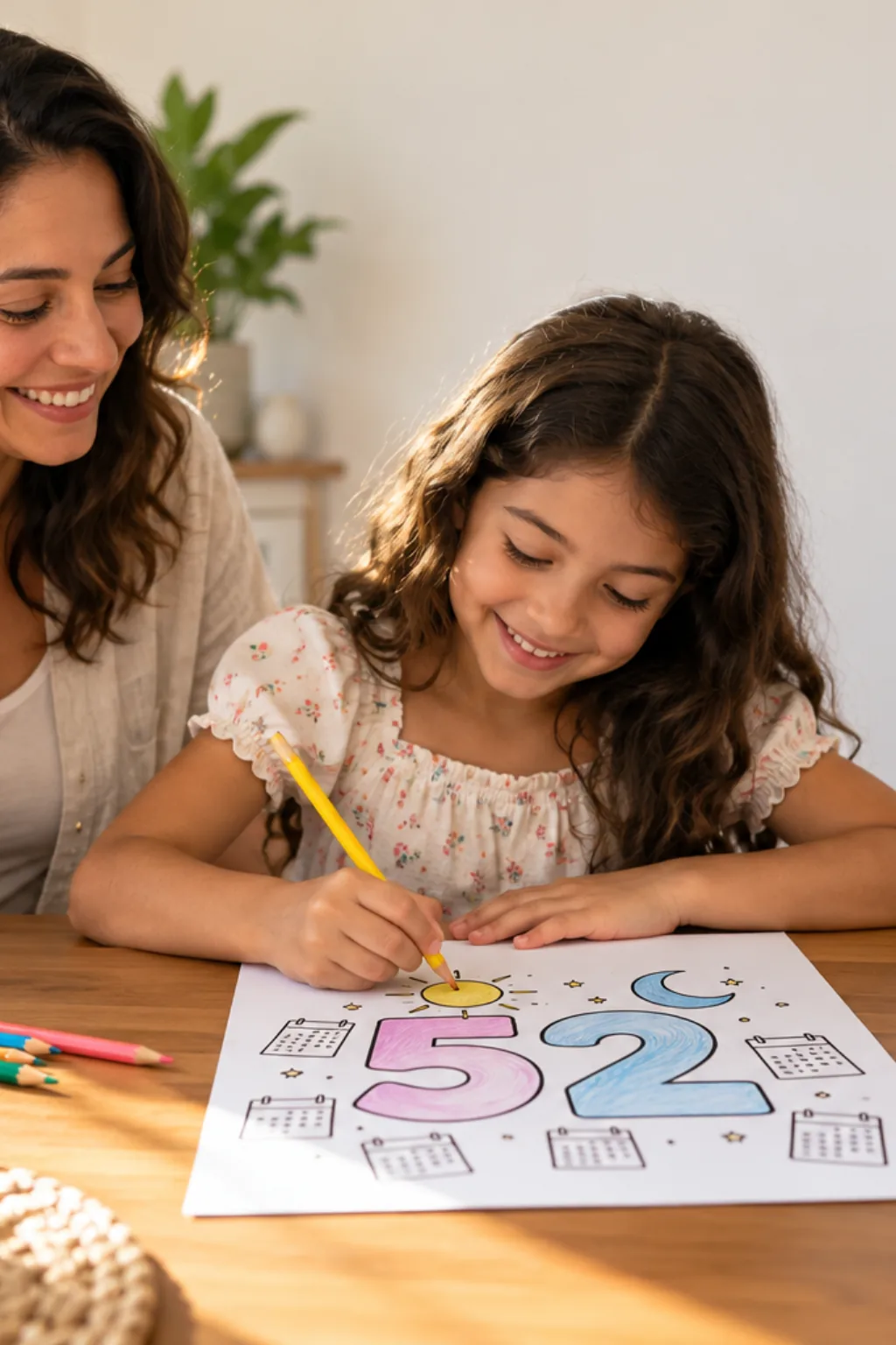 desenhos do número 52 para colorir — exemplo criado na Desenhos pra Colorir