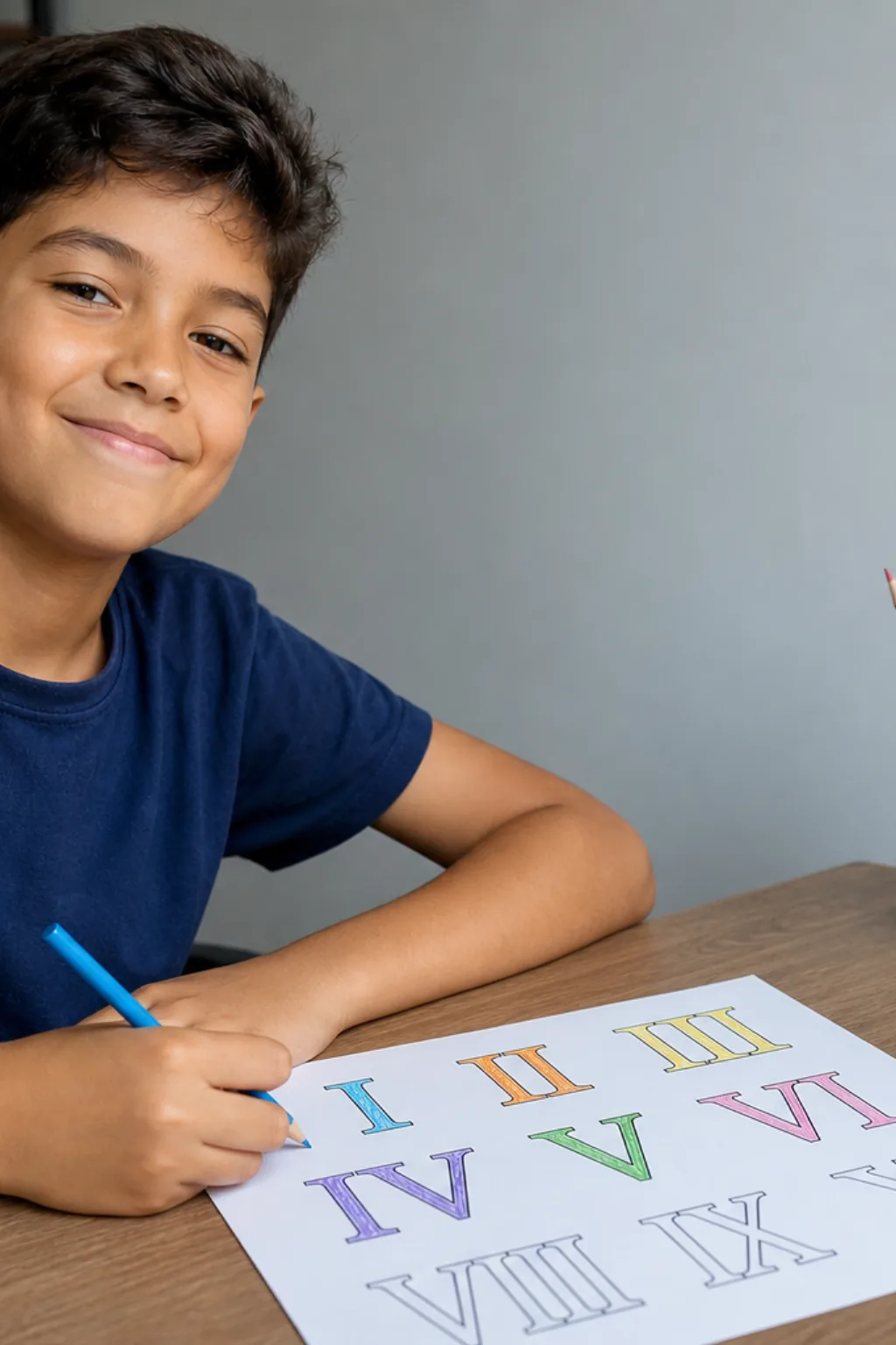 números romanos para colorir — exemplo criado na Desenhos pra Colorir