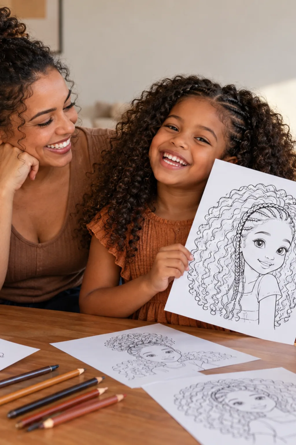 desenhos de cabelo para colorir — exemplo criado na Desenhos pra Colorir