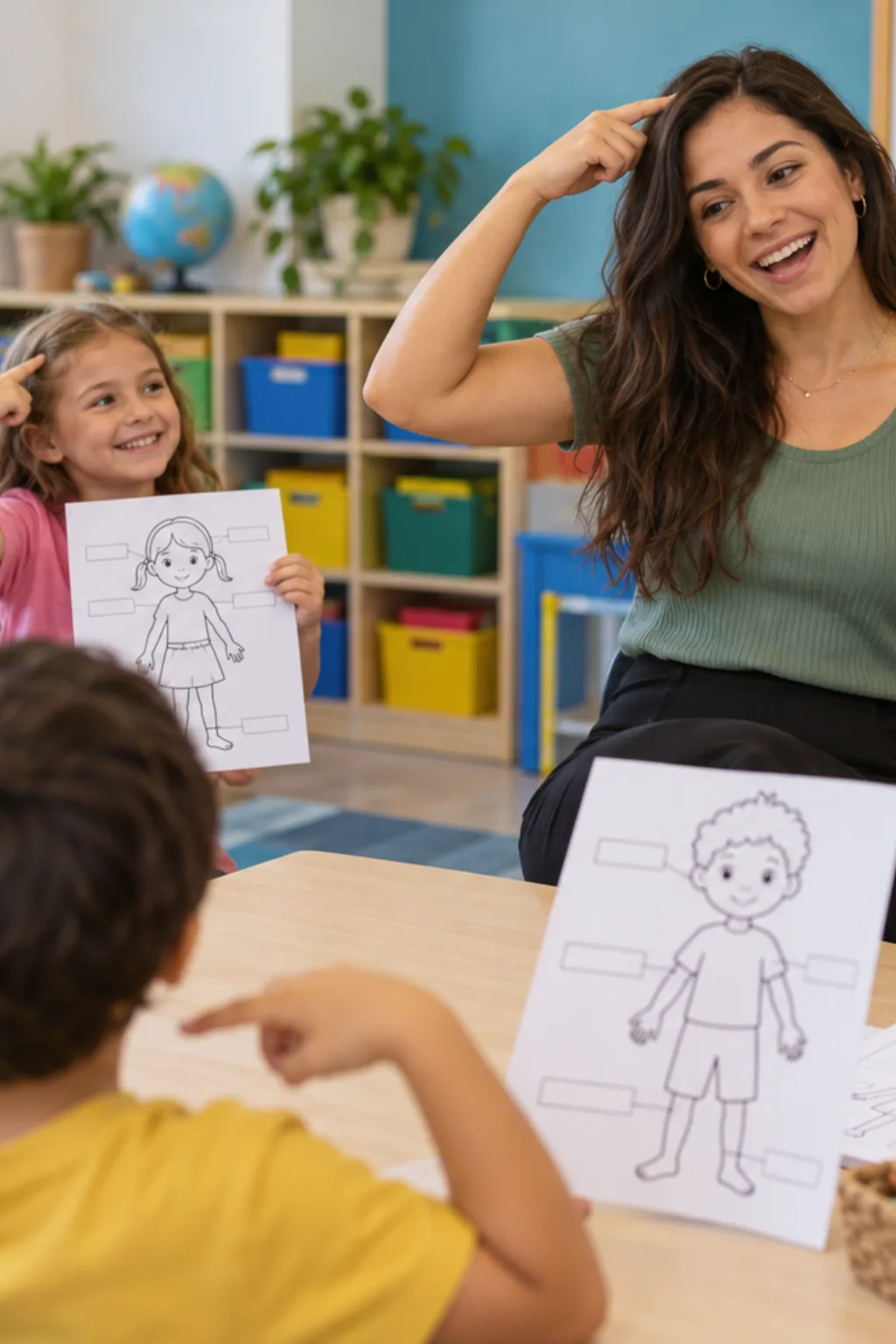 desenhos das partes do corpo humano em inglês para colorir — exemplo criado na Desenhos pra Colorir