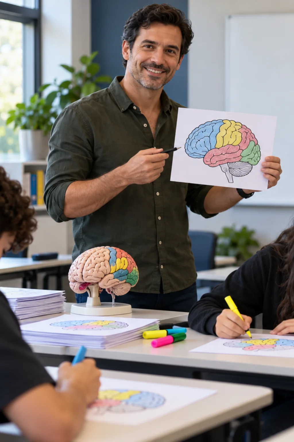 desenhos dos lobos cerebrais para colorir — exemplo criado na Desenhos pra Colorir