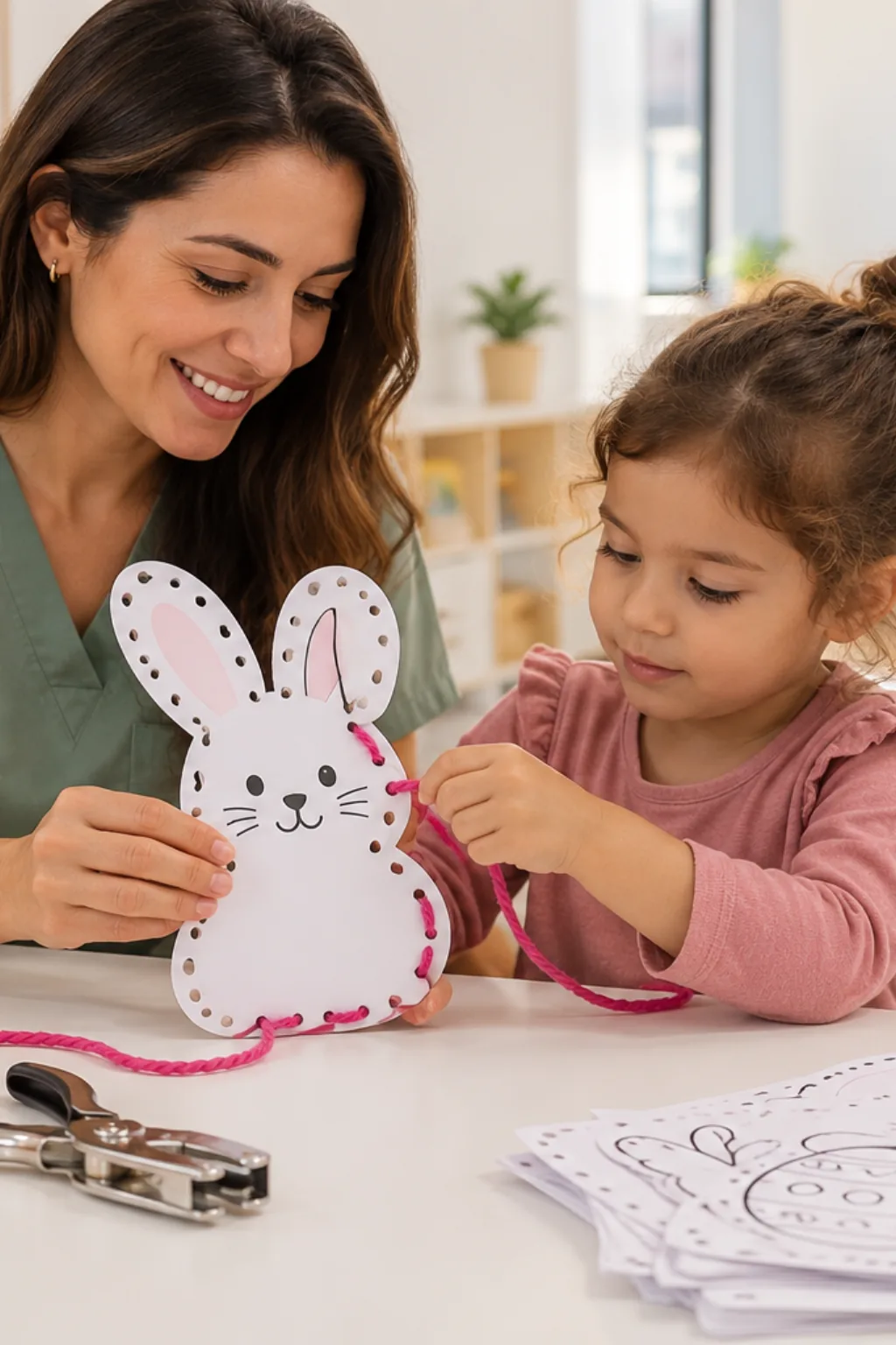 atividades de alinhavo de Páscoa para imprimir e colorir — exemplo criado na Desenhos pra Colorir