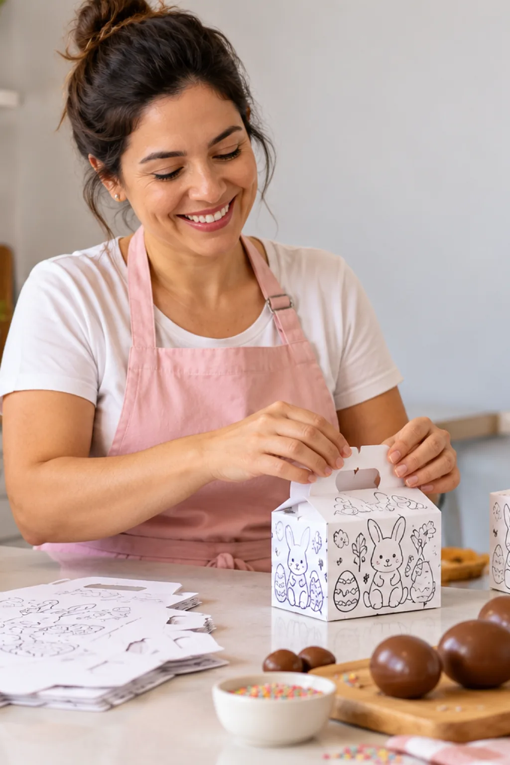 caixas mini confeiteiro de Páscoa para imprimir e colorir — exemplo criado na Desenhos pra Colorir