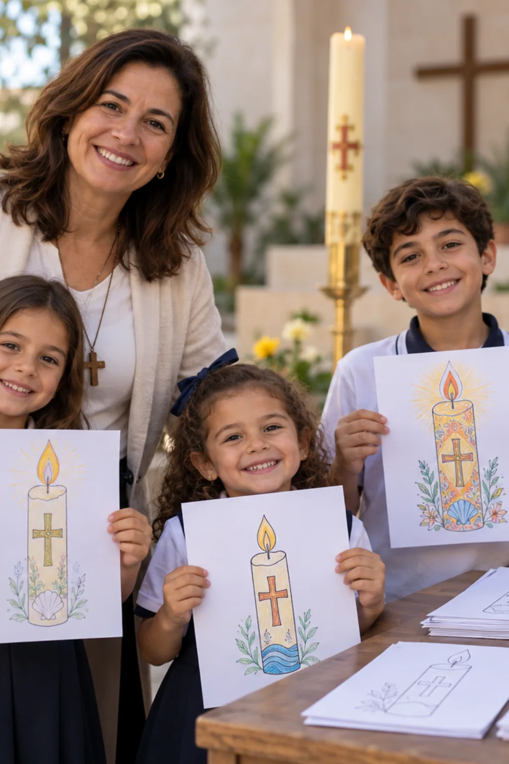 desenhos do Círio Pascal para colorir — exemplo criado na Desenhos pra Colorir