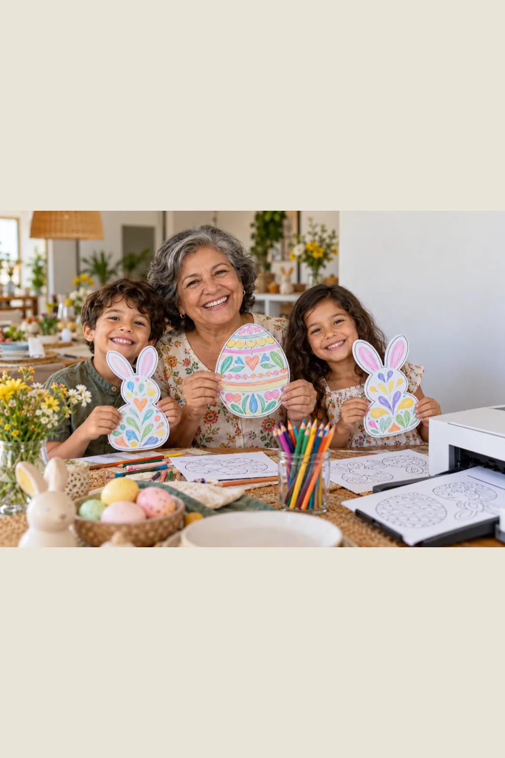 placas de Feliz Páscoa para imprimir e colorir — exemplo criado na Desenhos pra Colorir