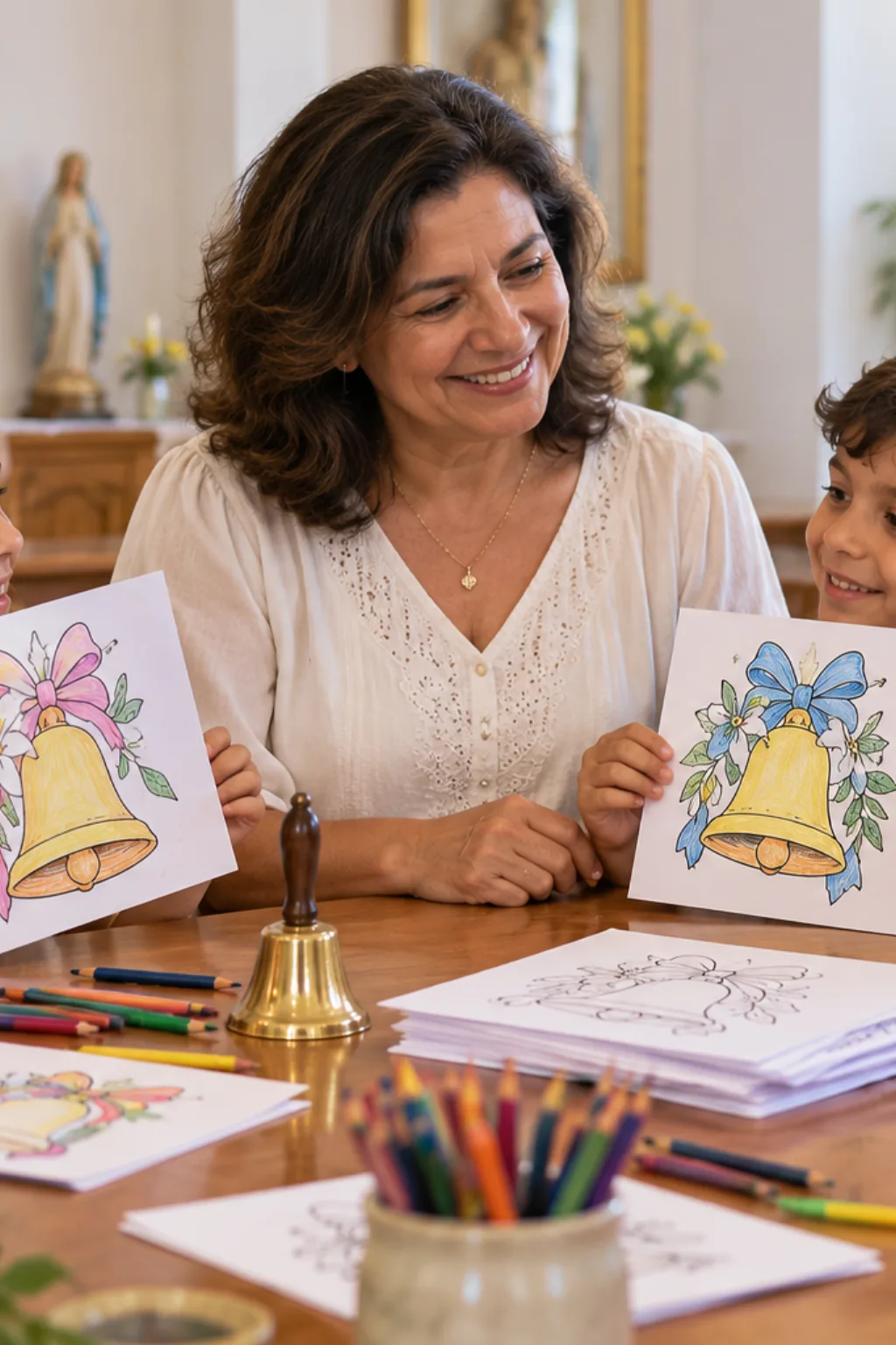 desenhos de sinos de Páscoa para colorir — exemplo criado na Desenhos pra Colorir