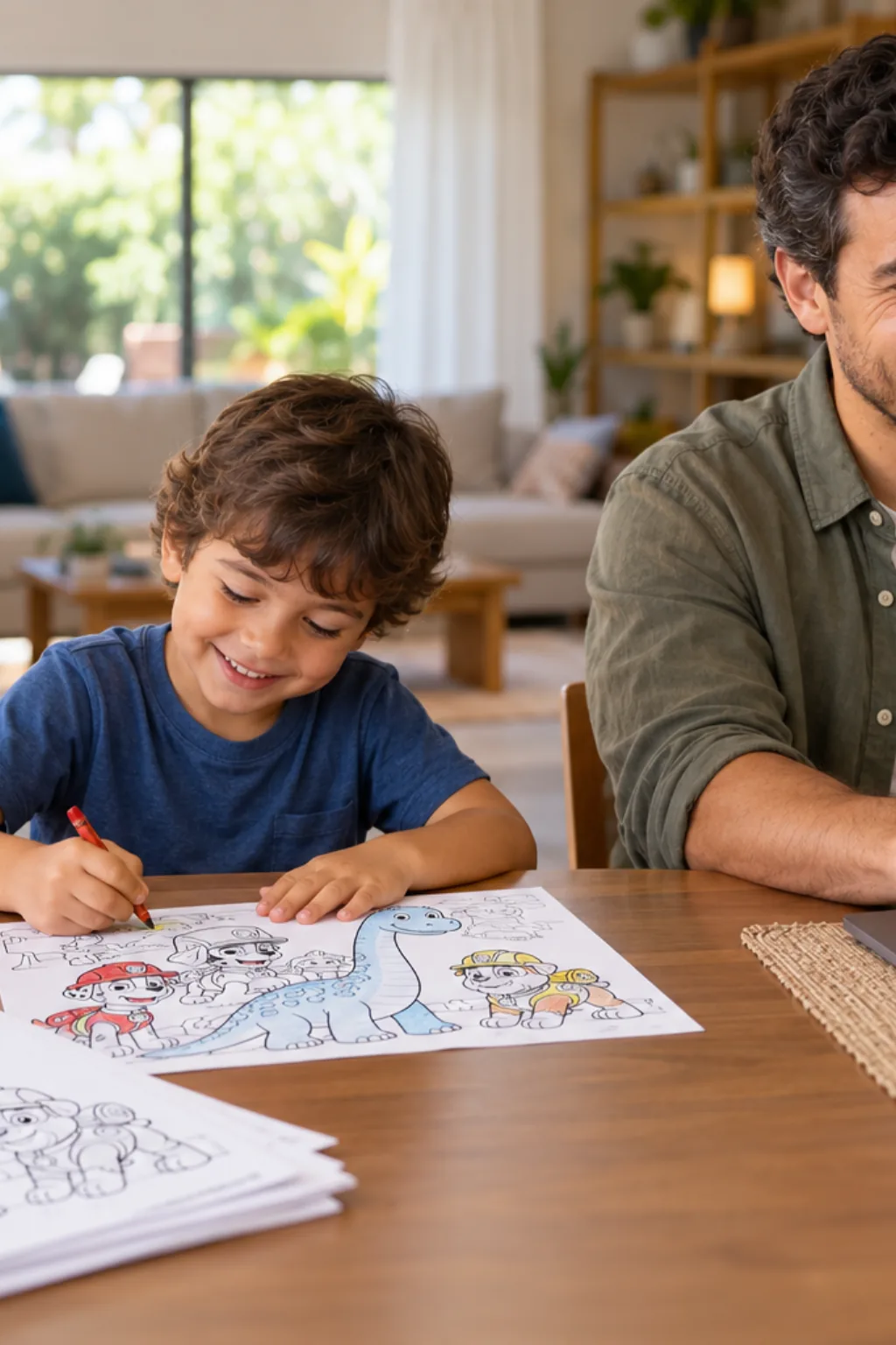 desenhos da patrulha canina com dinossauros para colorir — exemplo criado na Desenhos pra Colorir