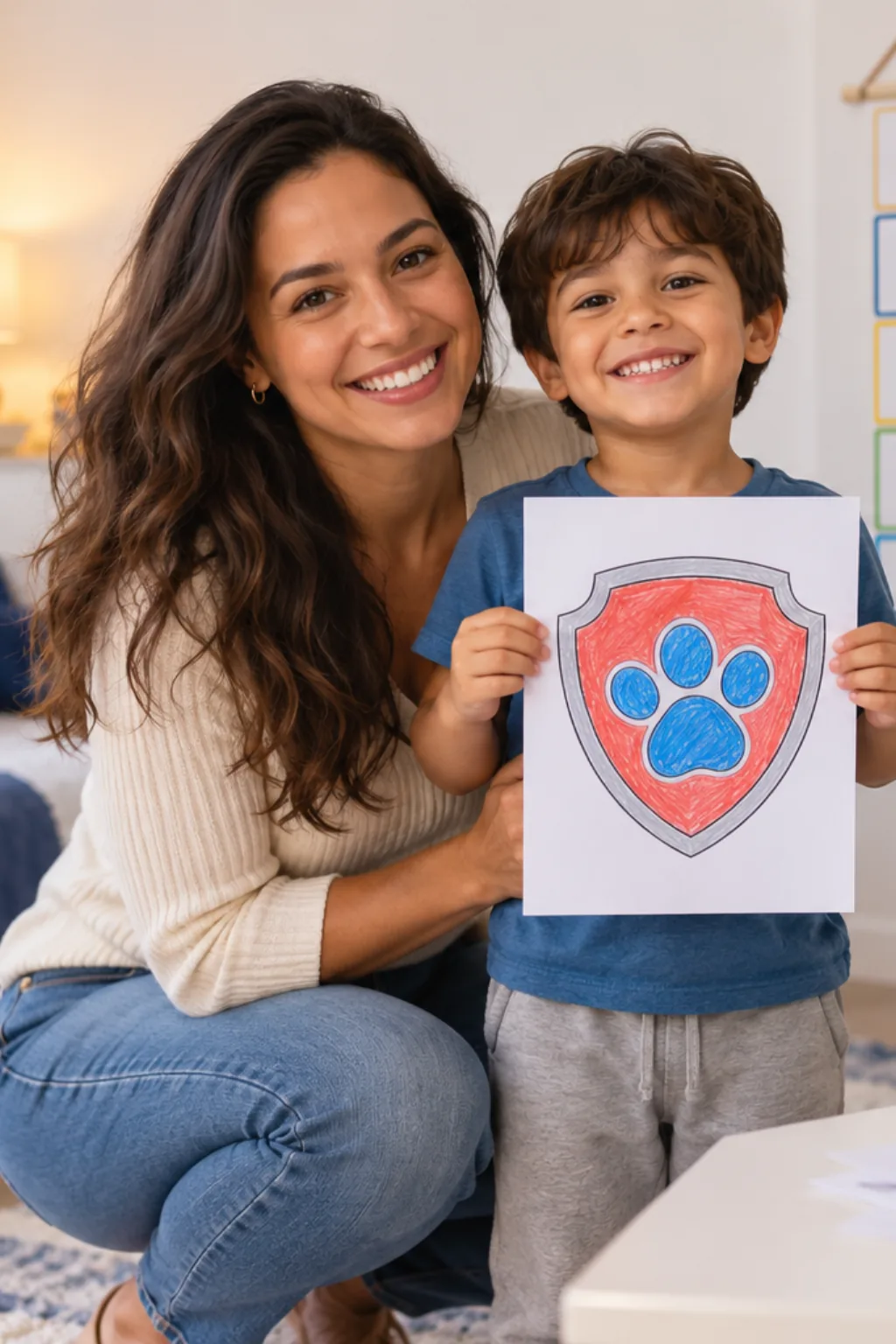 desenhos do escudo da patrulha canina para colorir — exemplo criado na Desenhos pra Colorir