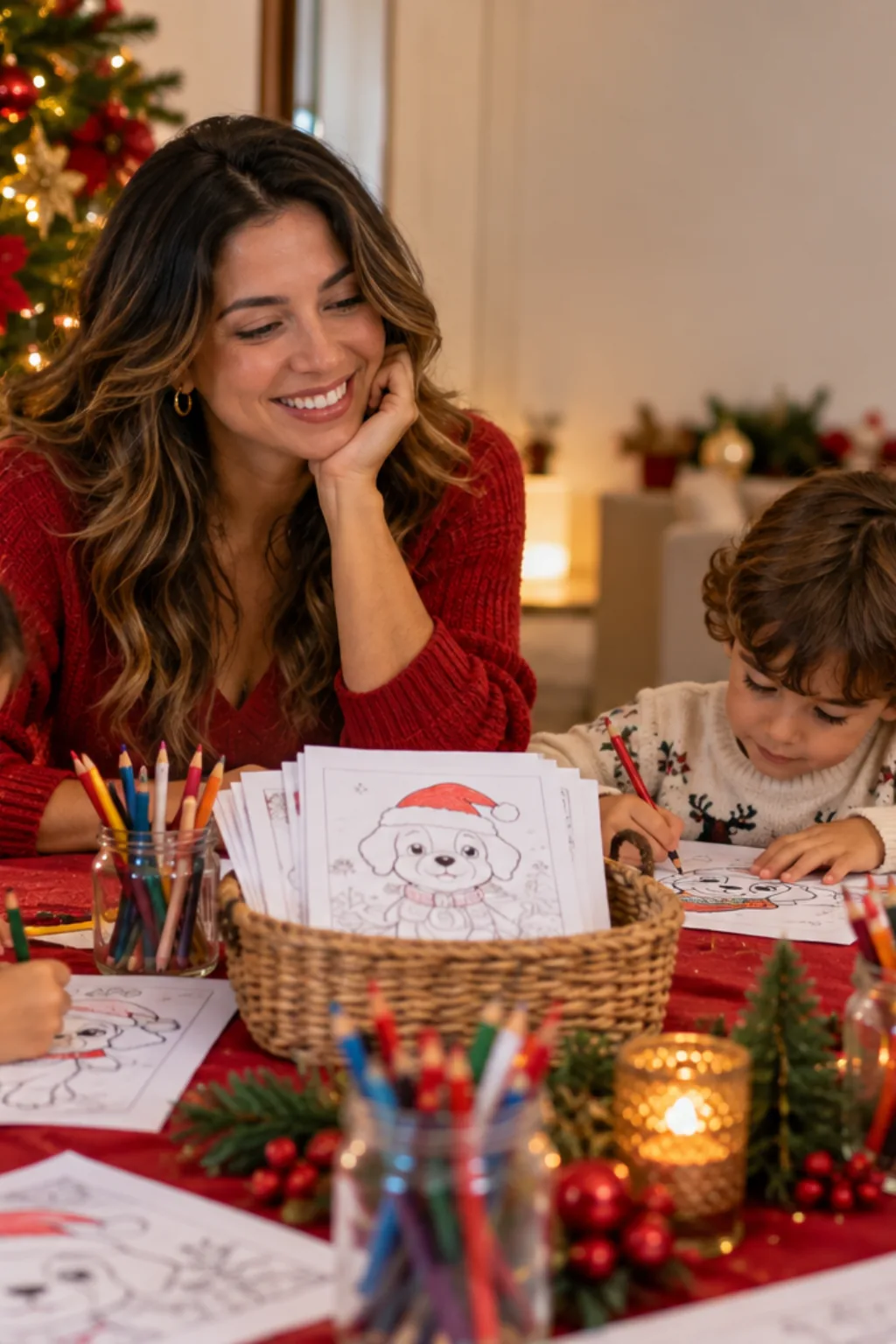 desenhos da patrulha canina no natal para colorir — exemplo criado na Desenhos pra Colorir